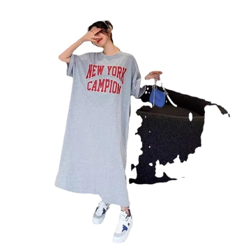 Rochie în A-line, stil coreean, decolteu rotund, mâneci 3/4, 95% bumbac