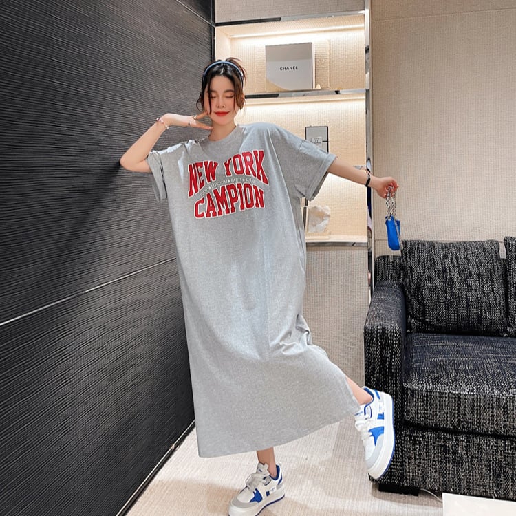 Rochie în A-line, stil coreean, decolteu rotund, mâneci 3/4, 95% bumbac