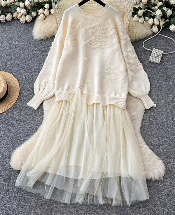 Ženska haljina s patchworkom velikog formata, jesen-zima moda, elegantna duga haljina, Harajuku stil.