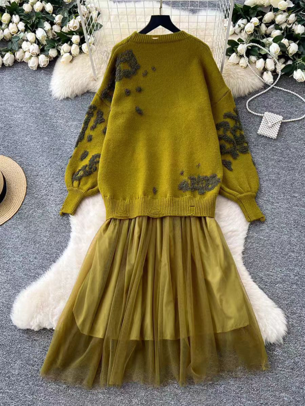 Ženska haljina s patchworkom velikog formata, jesen-zima moda, elegantna duga haljina, Harajuku stil.