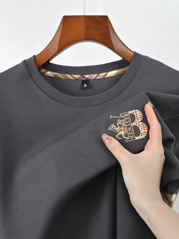 Parson Dragon muški pulover-sweat, 95% pamuk, prugasti uzorak s izšivkom, prilagodljiv kroj, dugi rukavi, jesen 2025, težina 350–400 g