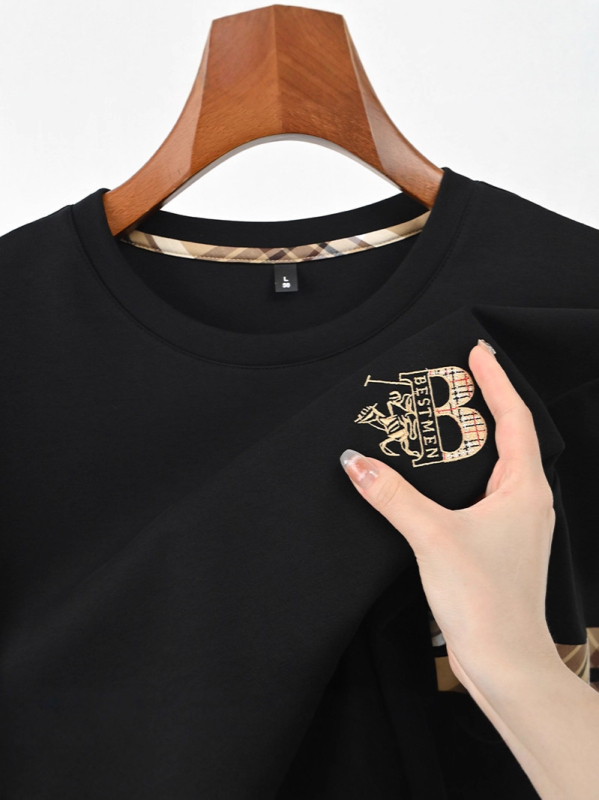 Parson Dragon muški pulover-sweat, 95% pamuk, prugasti uzorak s izšivkom, prilagodljiv kroj, dugi rukavi, jesen 2025, težina 350–400 g
