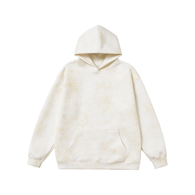 Jesensko-zimska hoodica s tiskom loga i uzorkom zvjezdanog neba, fleece podstava, teška verzija 301–350 g