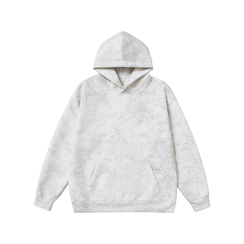 Jesensko-zimska hoodica s tiskom loga i uzorkom zvjezdanog neba, fleece podstava, teška verzija 301–350 g