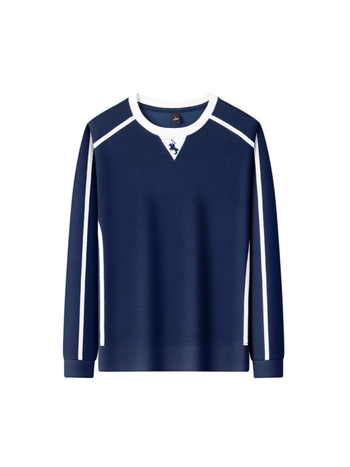 Jesenski pamučni sweatshirt, 360 g, dvostruki sloj, muški okrugli izrez, šivana konjska motiv, pulover top