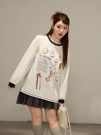 Moteriškas džemperis su gobtuvu ir gyvūnų raštu, 2025 m. ruduo, laisvas kirpimas, medvilnė