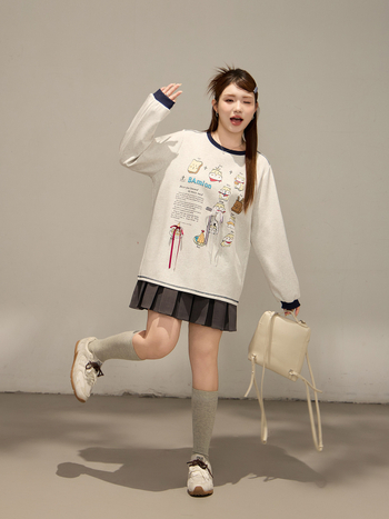 Moteriškas džemperis su gobtuvu ir gyvūnų raštu, 2025 m. ruduo, laisvas kirpimas, medvilnė