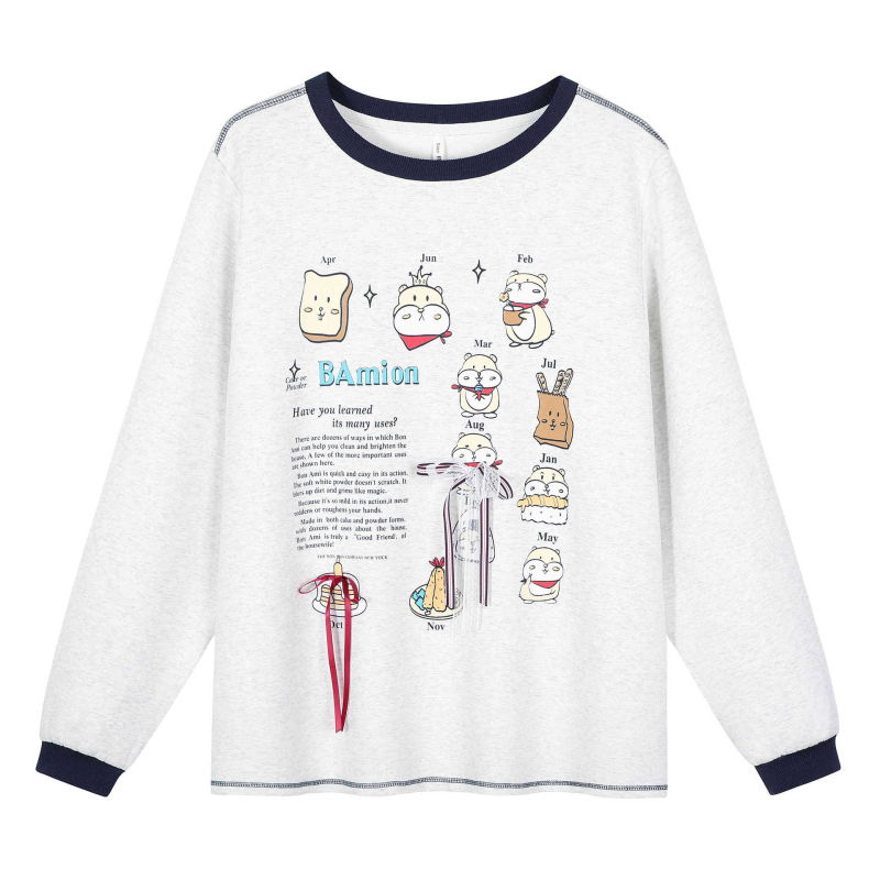 Moteriškas džemperis su gobtuvu ir gyvūnų raštu, 2025 m. ruduo, laisvas kirpimas, medvilnė