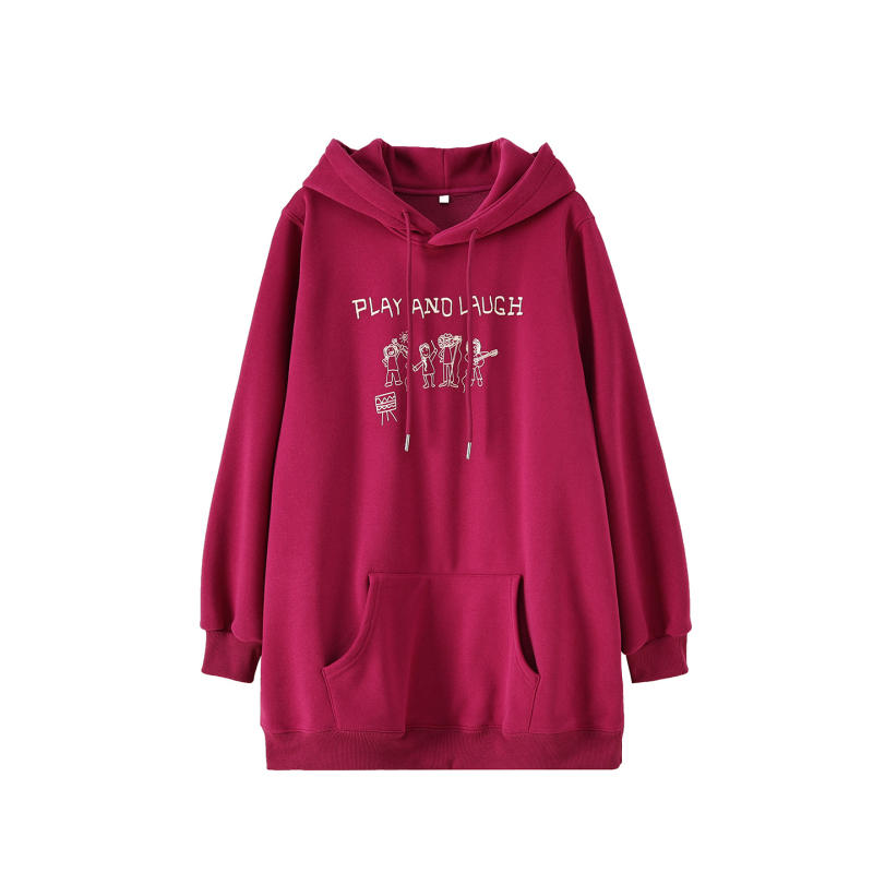 Kapučių termo džemperis su fliso pamušalu, storas, vidutinio ilgio 65–80 cm, medvilnės-poliesterio mišinio (50–70% medvilnė; 30–50% poliesteris) – suaugusios moterys, žiema 2025