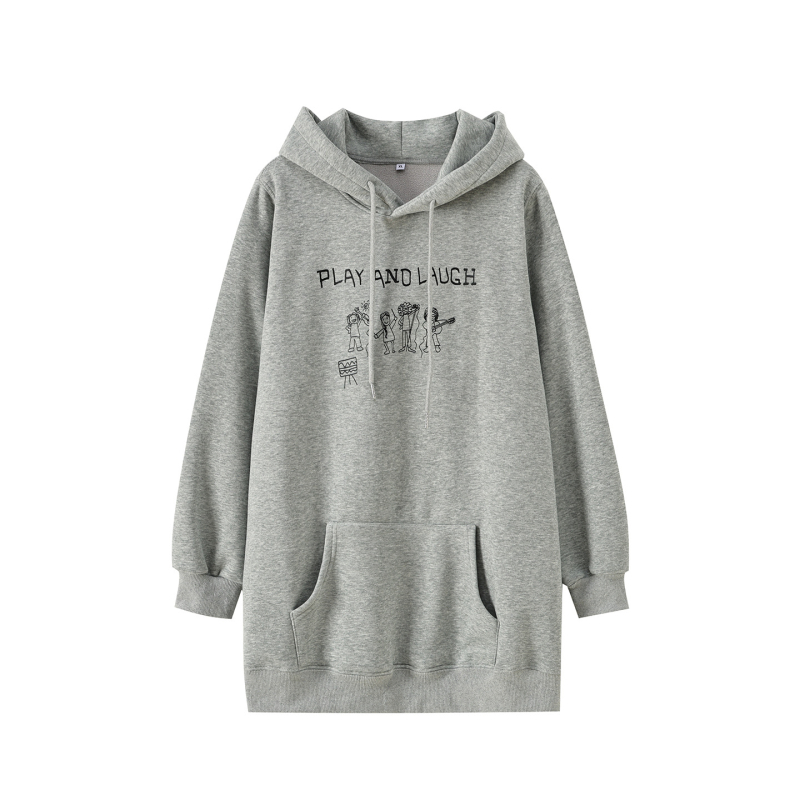 Kapučių termo džemperis su fliso pamušalu, storas, vidutinio ilgio 65–80 cm, medvilnės-poliesterio mišinio (50–70% medvilnė; 30–50% poliesteris) – suaugusios moterys, žiema 2025