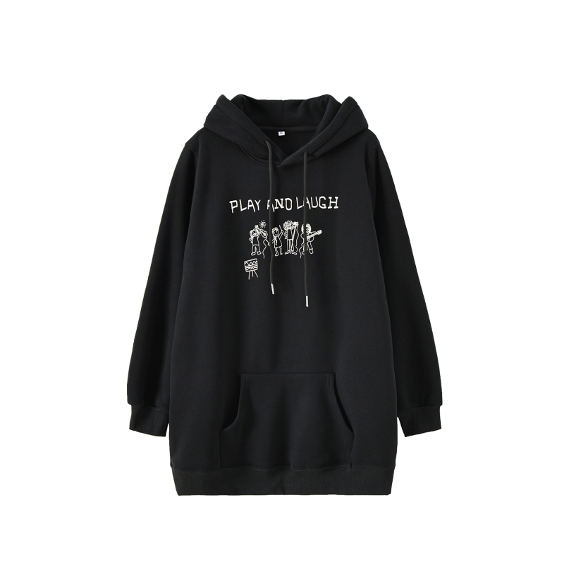 Kapučių termo džemperis su fliso pamušalu, storas, vidutinio ilgio 65–80 cm, medvilnės-poliesterio mišinio (50–70% medvilnė; 30–50% poliesteris) – suaugusios moterys, žiema 2025