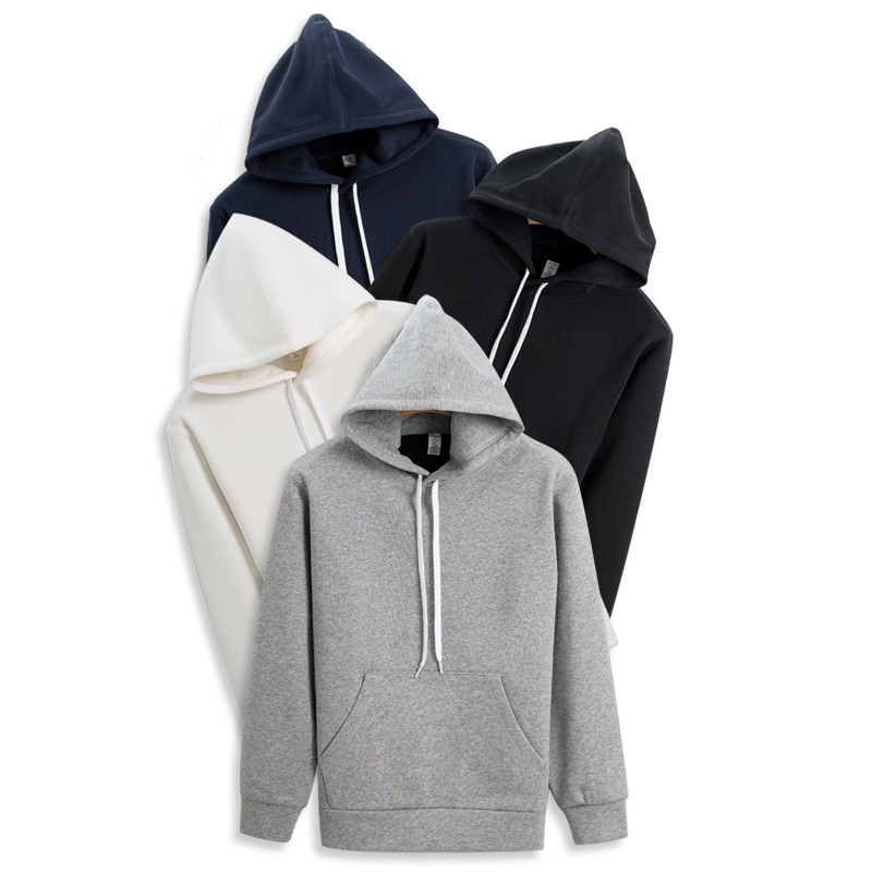 Hanorac pulover masculin cu glugă, 80% bumbac, umplutură velur, gros, croială lejeră, mâneci lungi, 430 g