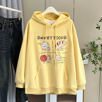 Rudenį 2025 megztinis su gobtuvu, laisvo silueto, ilgomis rankovėmis, medvilnė 80-90%