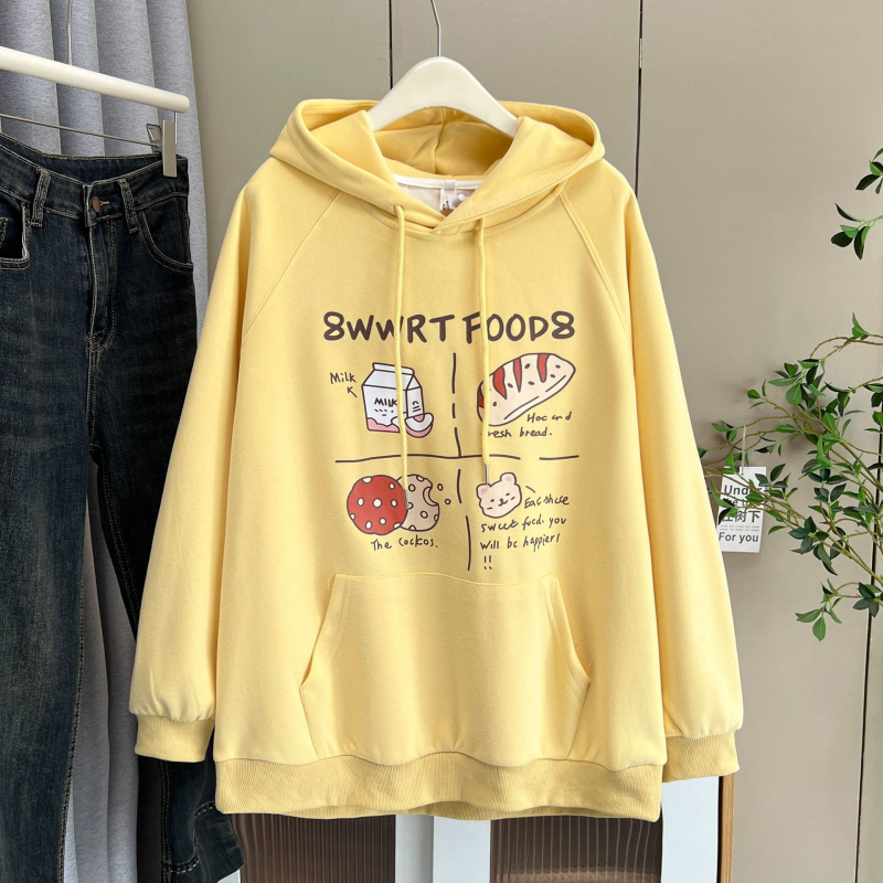 Rudenį 2025 megztinis su gobtuvu, laisvo silueto, ilgomis rankovėmis, medvilnė 80-90%