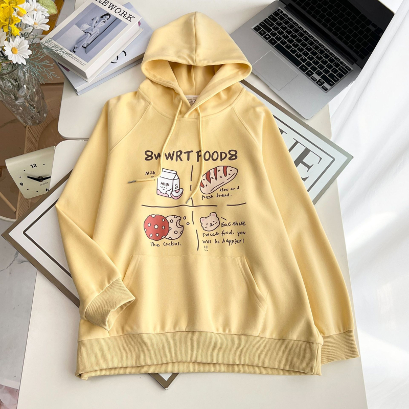 Rudenį 2025 megztinis su gobtuvu, laisvo silueto, ilgomis rankovėmis, medvilnė 80-90%