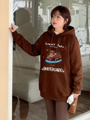 Megztinis su meškių ausimis, fliso vidus, gobtuvas, spauda, medvilnės-poliesterio mišinys, Žiema 2025