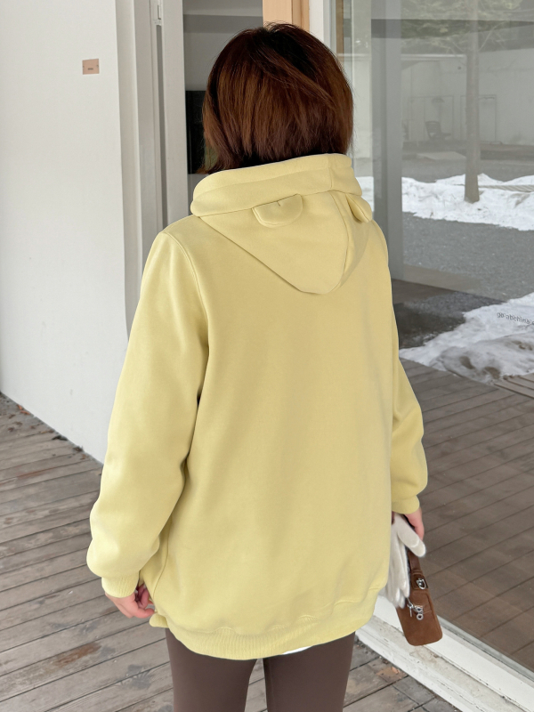 Megztinis su meškių ausimis, fliso vidus, gobtuvas, spauda, medvilnės-poliesterio mišinys, Žiema 2025