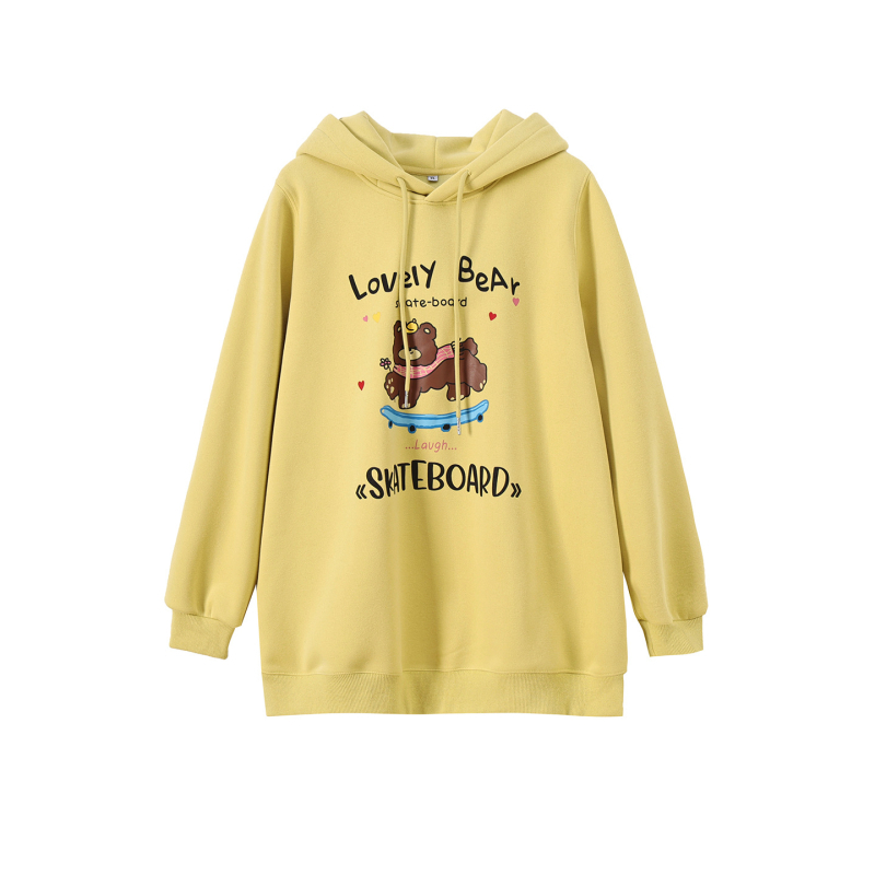 Megztinis su meškių ausimis, fliso vidus, gobtuvas, spauda, medvilnės-poliesterio mišinys, Žiema 2025