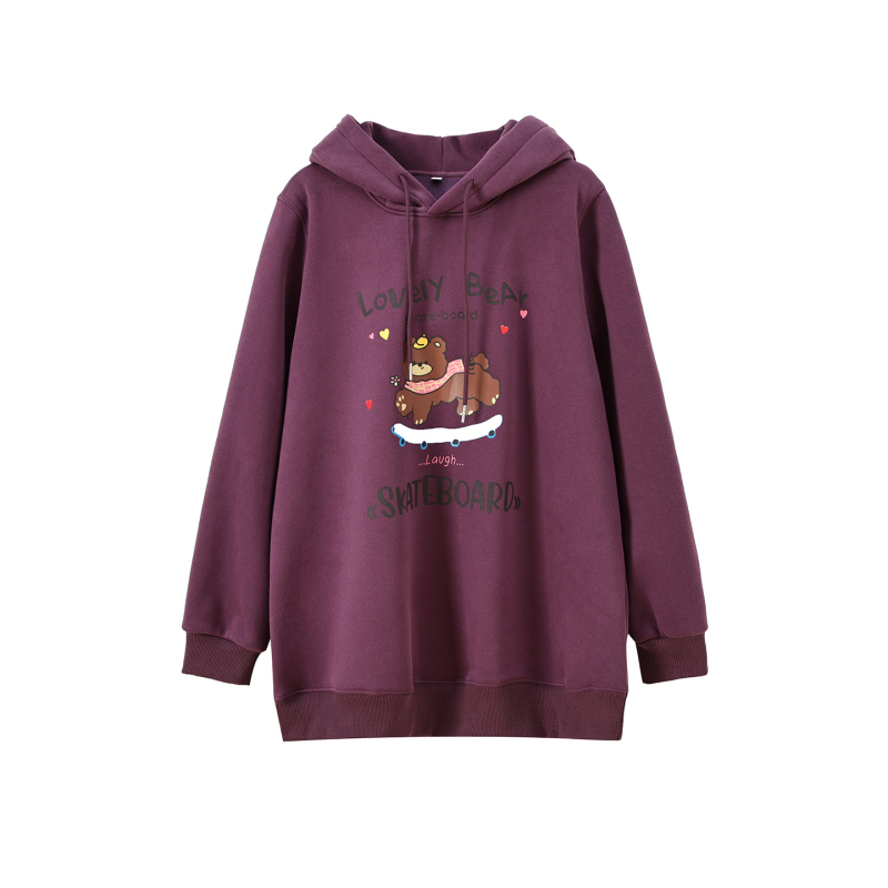 Megztinis su meškių ausimis, fliso vidus, gobtuvas, spauda, medvilnės-poliesterio mišinys, Žiema 2025