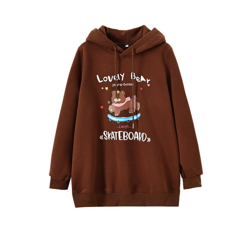 Megztinis su meškių ausimis, fliso vidus, gobtuvas, spauda, medvilnės-poliesterio mišinys, Žiema 2025