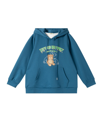 Love moterų džemperis su gobtuvu, anime atspaudas, laisvas kirpimas, vidutinio ilgio, megztas audinys medvilnė-poliesteris, ruduo 2025