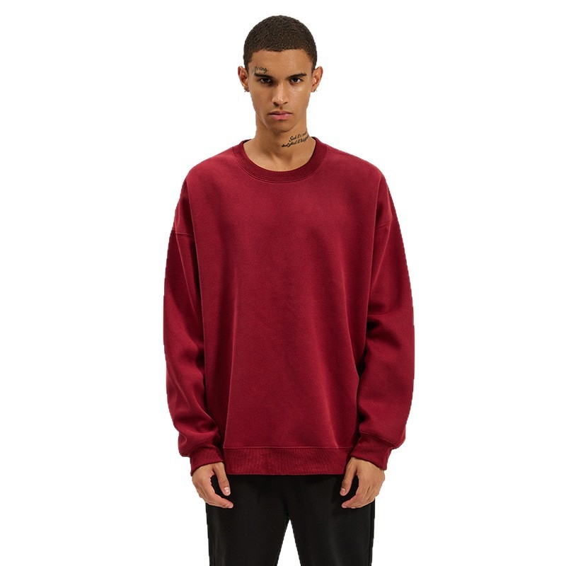 Βαμβαρινό φούτερ με στρογγυλό λαιμό, μακριά μανίκια, παχύ ύφασμα, χωρίς κουκούλα