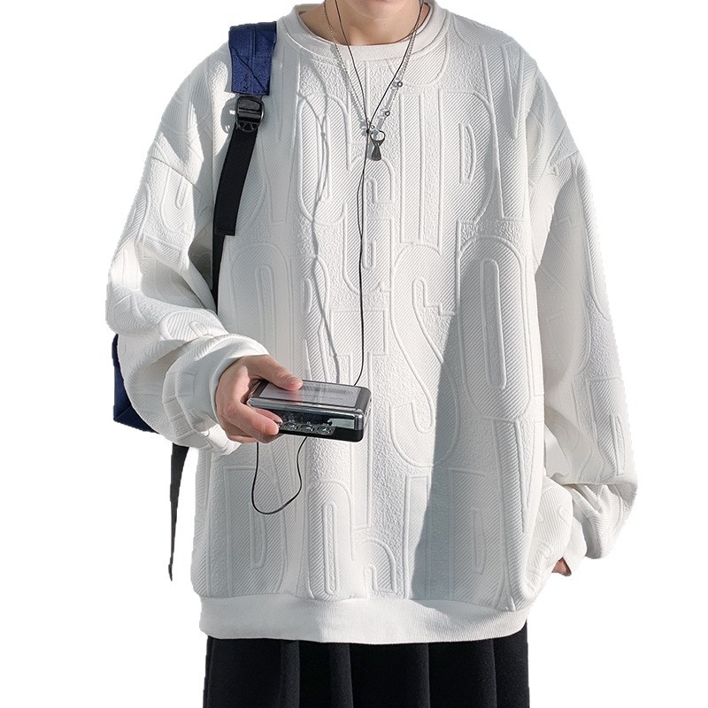 Hanorac jacquard din poliester, cu glugă, croială lejeră, guler rotund, mâneci lungi — toamna 2025