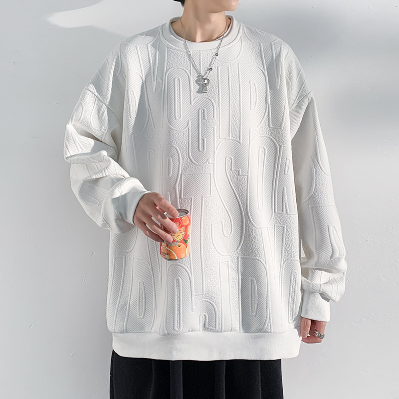 Hanorac jacquard din poliester, cu glugă, croială lejeră, guler rotund, mâneci lungi — toamna 2025