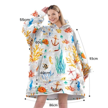 Red ti Medvilninės chalatas su koraliniu fleece