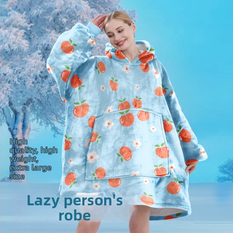 Red ti Medvilninės chalatas su koraliniu fleece