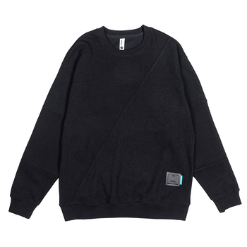 Muški fleece pulover s patchwork dizajnom, okrugli ovratnik, dugi rukavi, slobodan kroj, jesen 2024