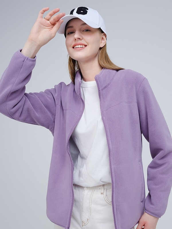 Fliso striukė unisex, su stovinčiu kaklu, išorė iš koralo fliso, vidinė polar fliso apdaila, palaiko šilumą