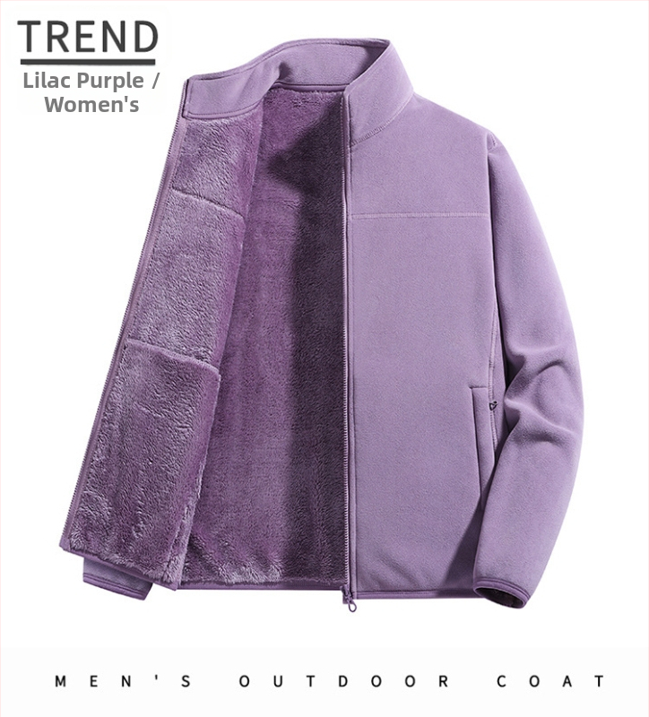 Fliso striukė unisex, su stovinčiu kaklu, išorė iš koralo fliso, vidinė polar fliso apdaila, palaiko šilumą