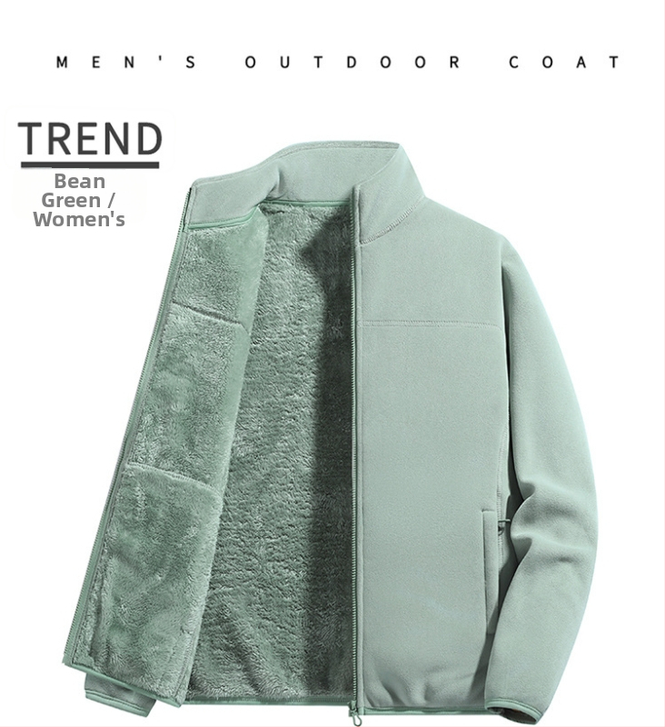 Fliso striukė unisex, su stovinčiu kaklu, išorė iš koralo fliso, vidinė polar fliso apdaila, palaiko šilumą