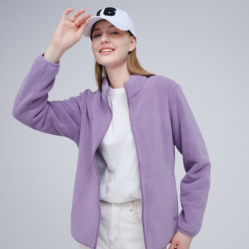 Fliso striukė unisex, su stovinčiu kaklu, išorė iš koralo fliso, vidinė polar fliso apdaila, palaiko šilumą