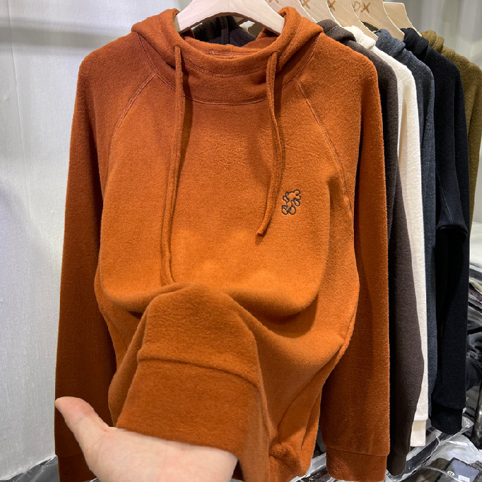 Γυναικείος φούτερ με κουκούλα και fleece επένδυση, χαλαρή γραμμή, μοτίβο καρτούν, πολυεστέρας