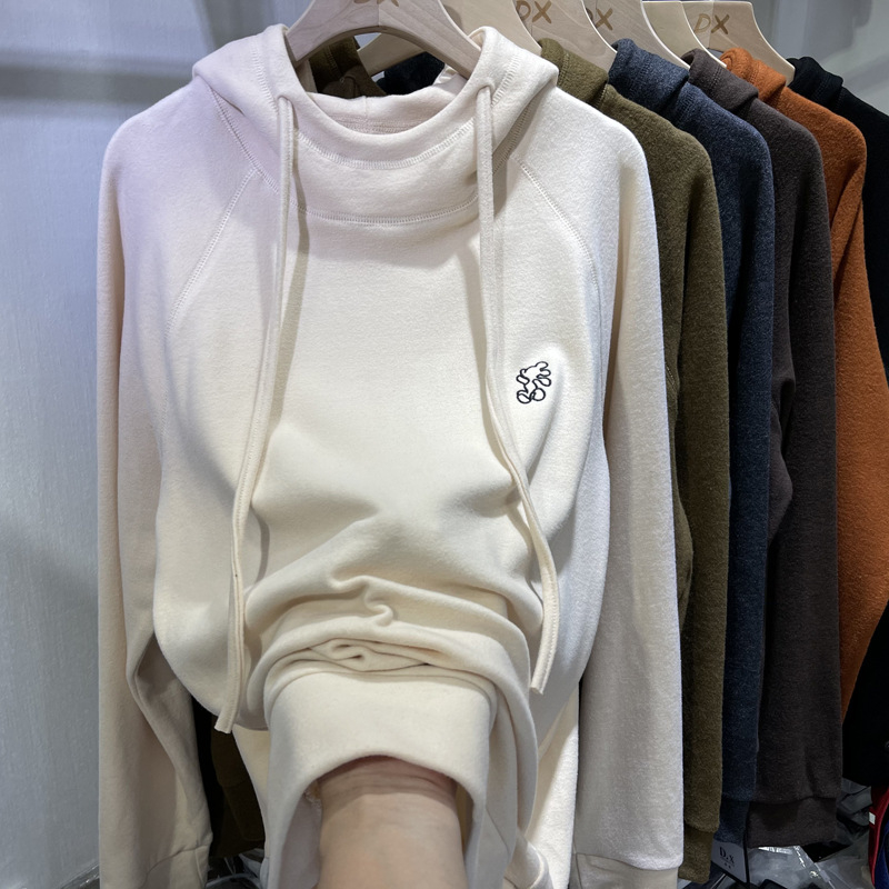 Γυναικείος φούτερ με κουκούλα και fleece επένδυση, χαλαρή γραμμή, μοτίβο καρτούν, πολυεστέρας