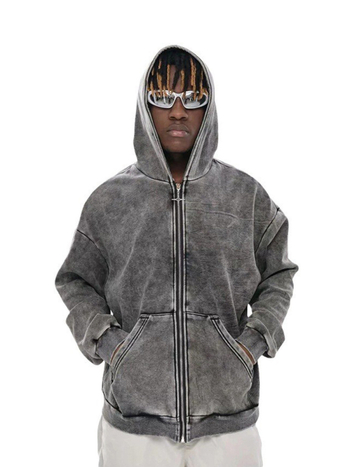 Unisex oversized φλις με κουκούλα, 96% βαμβάκι, μακριά μανίκια