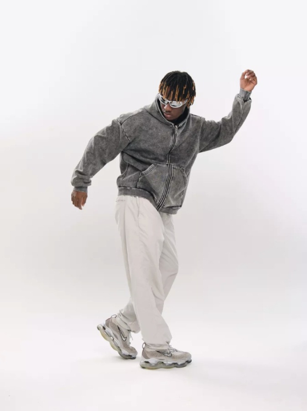 Unisex oversized φλις με κουκούλα, 96% βαμβάκι, μακριά μανίκια