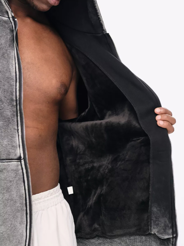 Unisex oversized φλις με κουκούλα, 96% βαμβάκι, μακριά μανίκια