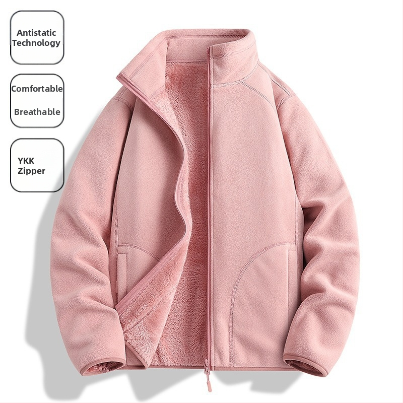 Flisinė striukė Unisex, be gobtuvo, koralo fliso pamušalas, 100% pūkų užpildas, sintetinių pluoštų mišinys