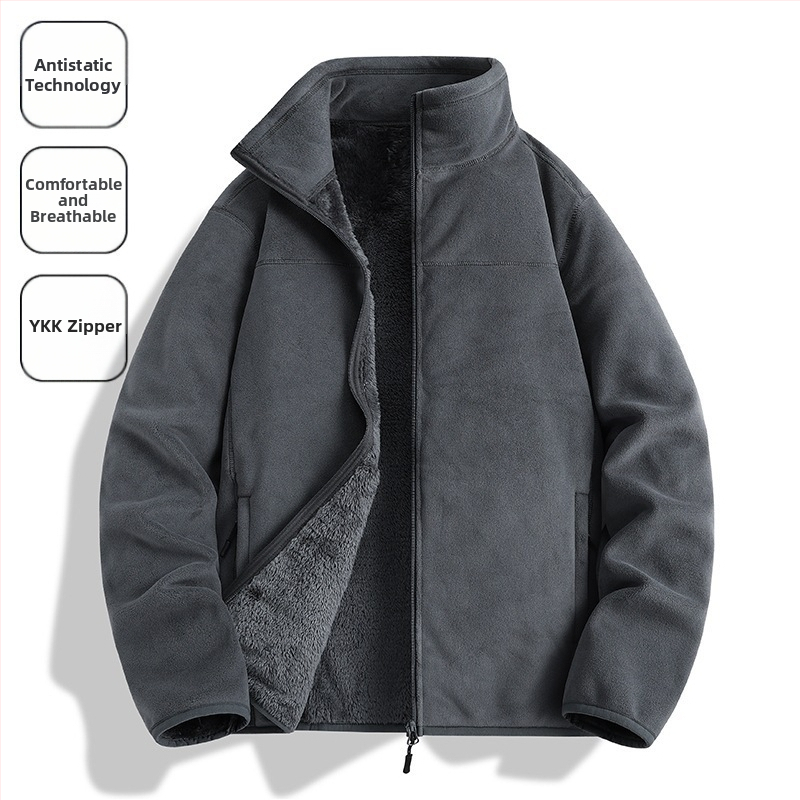 Flisinė striukė Unisex, be gobtuvo, koralo fliso pamušalas, 100% pūkų užpildas, sintetinių pluoštų mišinys