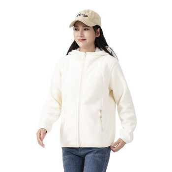 Fleece striukė su gobtuvu — fleece medžiaga, pamušalas iš fliso, unisex, kardigano stilius, vienos spalvos