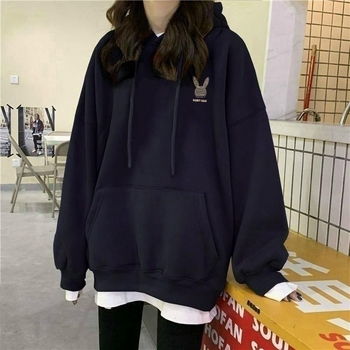 Ženska duksa s kapuljom, flis podstava, za jesen i zimu, oversize, ležeran kroj, korejskog stila casual