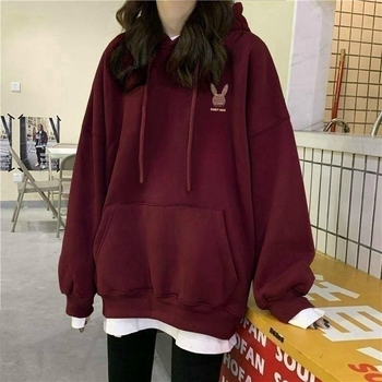 Ženska duksa s kapuljom, flis podstava, za jesen i zimu, oversize, ležeran kroj, korejskog stila casual