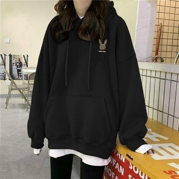 Ženska duksa s kapuljom, flis podstava, za jesen i zimu, oversize, ležeran kroj, korejskog stila casual