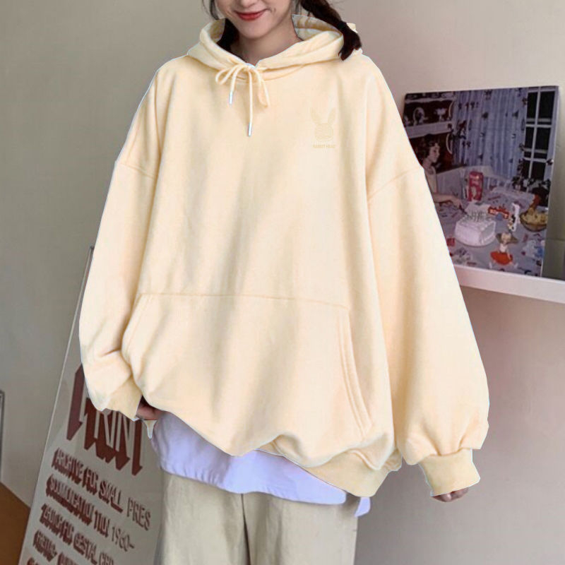 Ženska duksa s kapuljom, flis podstava, za jesen i zimu, oversize, ležeran kroj, korejskog stila casual