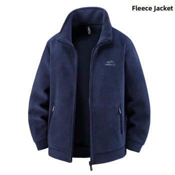 Vyriskas storas fliso džemperis su užtrauktuku, stovinčiu kaklu ir kišenėmis su užtrauktukais