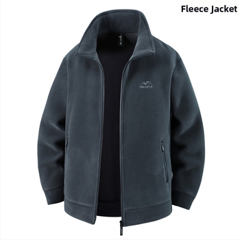 Vyriskas storas fliso džemperis su užtrauktuku, stovinčiu kaklu ir kišenėmis su užtrauktukais