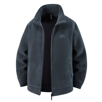 Vyriskas storas fliso džemperis su užtrauktuku, stovinčiu kaklu ir kišenėmis su užtrauktukais